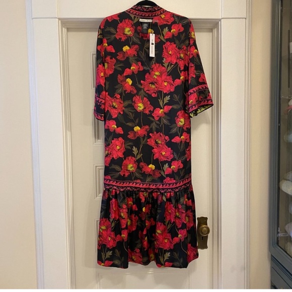 NWOT Alice + Olivia Dottie Reversible Pink and Green Floral Kimono - Size M/L - Picture 7 of 8